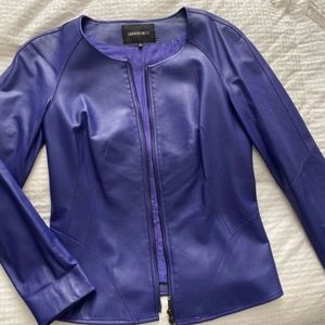 "Blurple" Lafayette 148 Leather Jacket